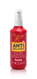 ANTI-BRUMM®️ Forte Insektenschutzspray, schützt bis zu 6 Stunden vor Mücken und 5 Stunden vor Zecken, geeignet ab 2 Jahren.