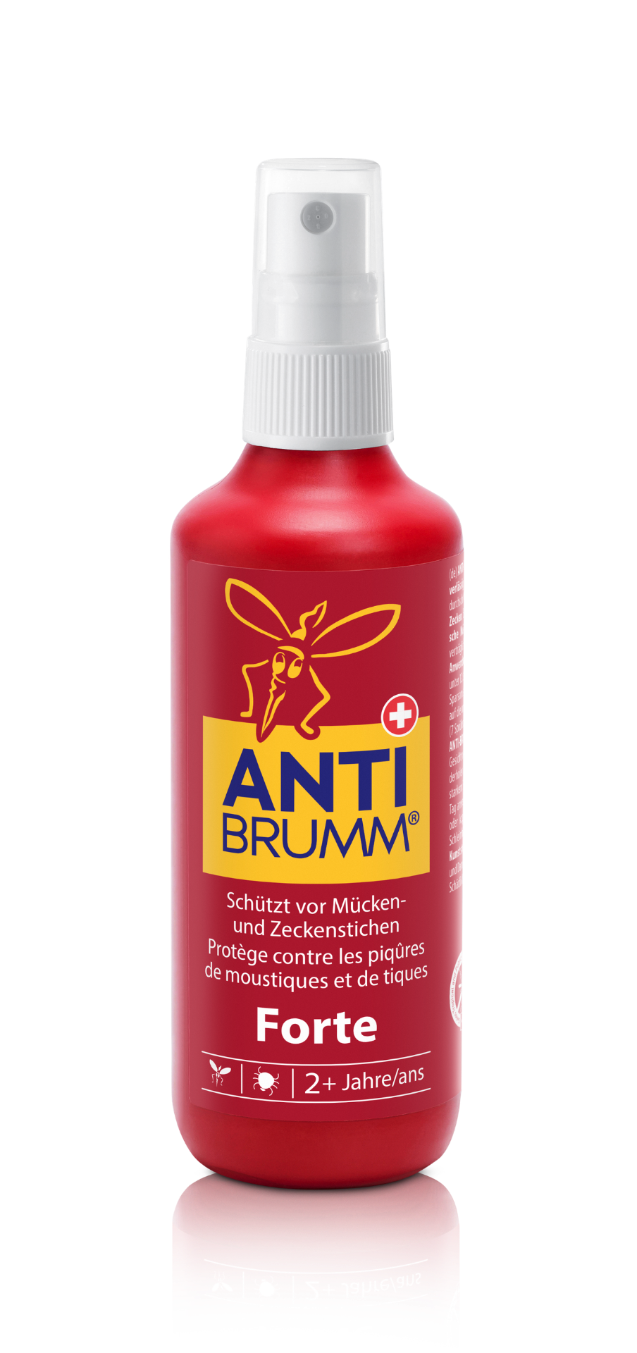 ANTI-BRUMM®️ Forte Insektenschutzspray, schützt bis zu 6 Stunden vor Mücken und 5 Stunden vor Zecken, geeignet ab 2 Jahren.