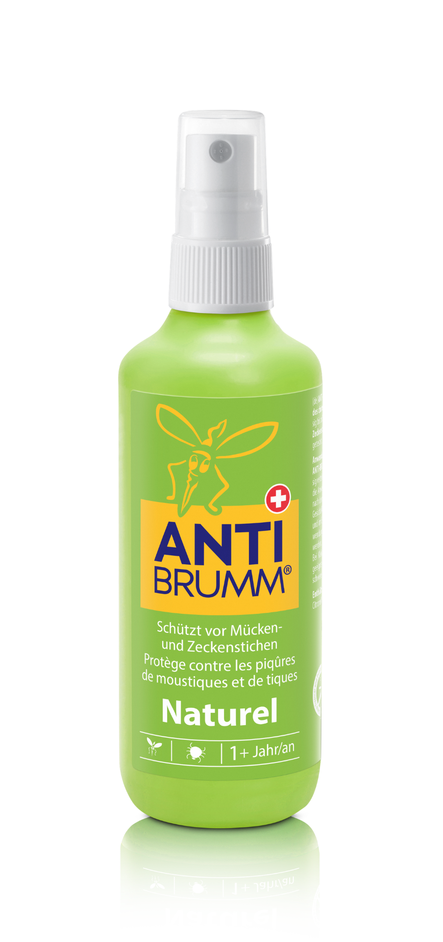 ANTI-BRUMM®️ Naturel Insektenschutzspray auf pflanzlicher Basis, schützt bis zu 6 Stunden vor Mücken und 5 Stunden vor Zecken, geeignet ab 1 Jahr.